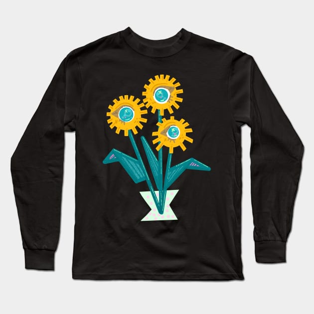 Eye Flowers Long Sleeve T-Shirt by Fluffymafi